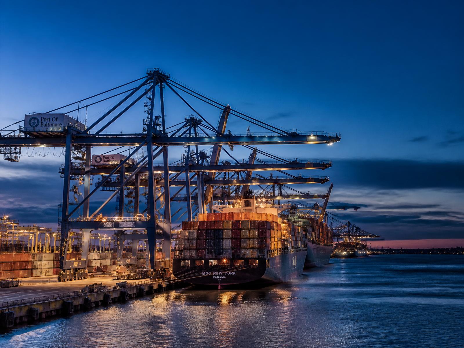 Port at dusk